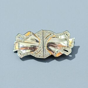 Antique Duette Brooch with Convertible Dress Clips – Rhinestone Bow Design